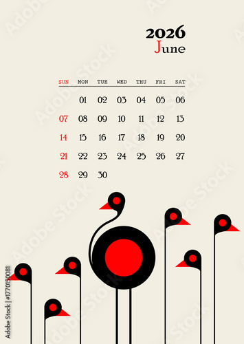 Wallpaper Mural June month calendar 2026 Torontodigital.ca