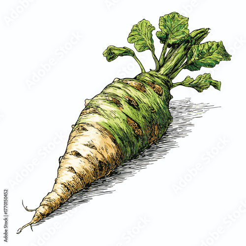 Japanese Wasabi Root – Hand-Drawn Brush Style