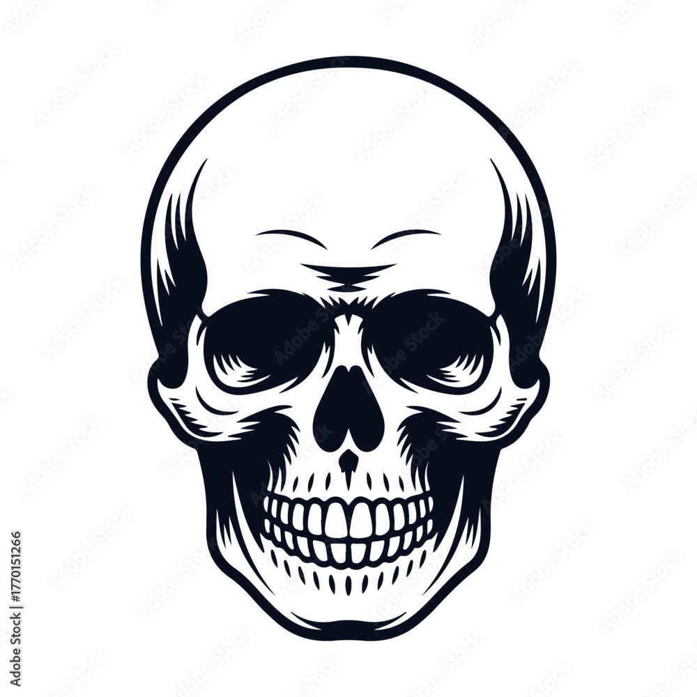 Fototapeta premium Human skull black logo silhouette
