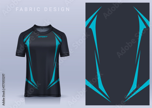 Fabric textile design for Sport t-shirt, Soccer jersey mockup for football club. uniform front view.	