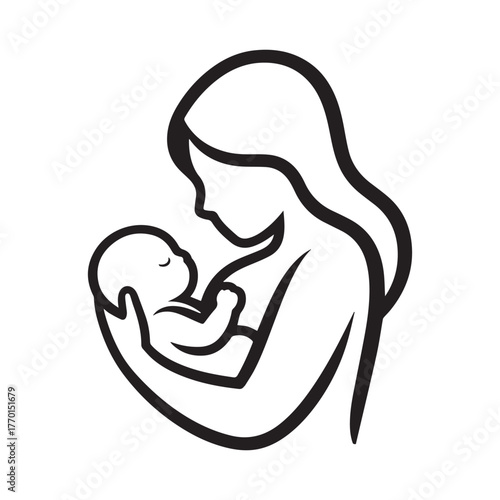 Heartwarming mother and newborn silhouette expressing love, tenderness, and timeless maternal connection. 