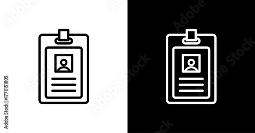 Name Badge Holder White Icon Set Design