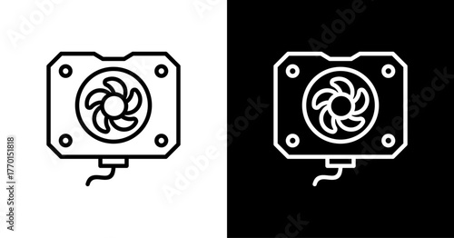 Laptop Cooling Pad White Icon Set Design