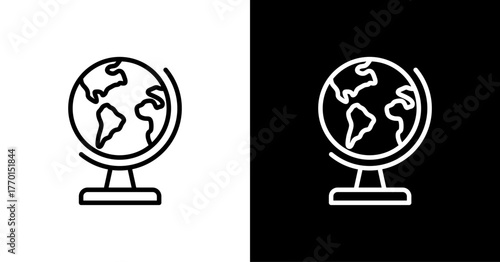 Globe White Icon Set Design