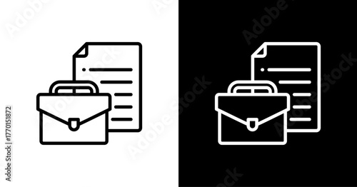 Briefcase White Icon Set Design