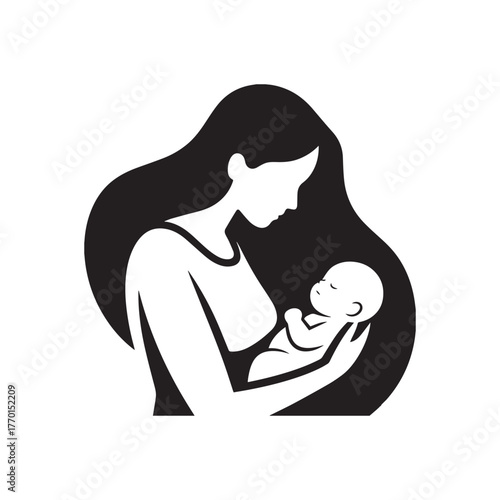 Heartwarming mother and newborn silhouette expressing love, tenderness, and timeless maternal connection. 
