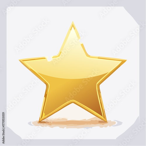 A vibrant, five-pointed golden star icon, depicted with a glossy finish and minor surface details, casting a soft shadow.