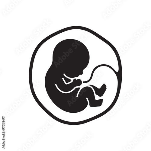 Minimalist black and white icon symbolizing the fragile beauty of early human life. 