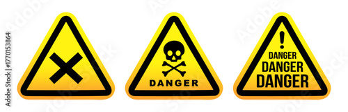 Set icon danger sign vector 