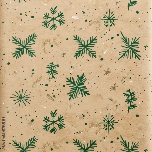 A seamless floral vector pattern with vintage winter snowflakes and spring leaf decoration for a card design