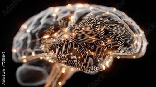 Three-dimensional rendered illustration of the human brain in light blue, a concept of mind and intelligence using X-ray technology