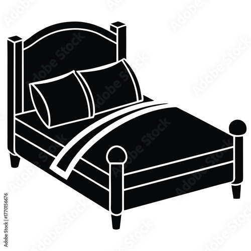 unique bed and pillow vector icon