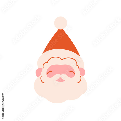 Santa Claus face, happy merry Father Christmas head avatar. Xmas winter chara...