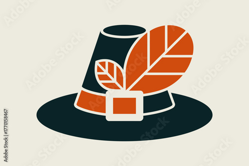 Pilgrim hat with orange feathers and buckle