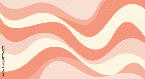 Abstract background with flowing wavy lines in a soft peach and cream color palette.
