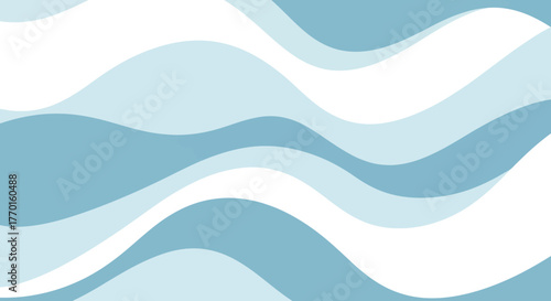 An abstract background featuring flowing, overlapping waves in shades of blue and white.
