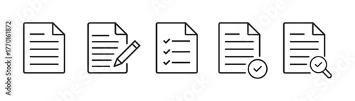 Paper documents icons. Line symbol. File icon. Folded written paper. Line icon vector.