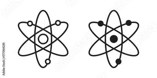 Atom icon in line design. Simple icon vector