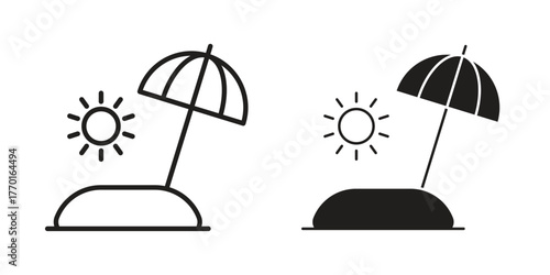 Beach icon in line design. Simple icon vector