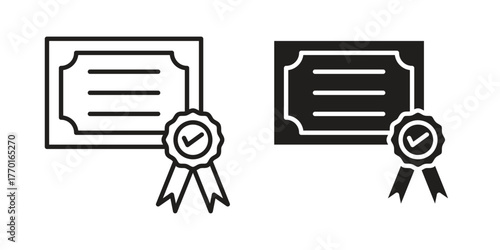 Certificate icon in line design. Simple icon vector