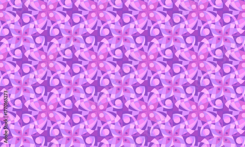 Abstract Purple Floral Geometric Seamless Pattern – Retro Curved Petal Design Background for Fabric, Wallpaper, and Textile Prints