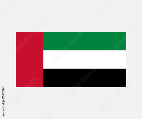 United arab emirates UAE flag. The UAE flag with red vertical stripe and green, white, black horizontal bands vector design and illustration.
