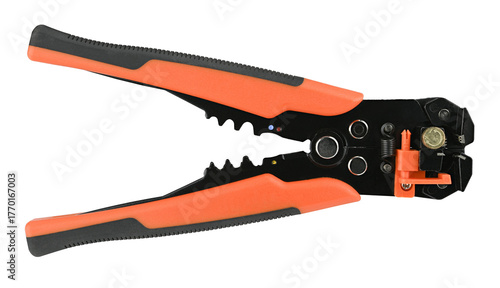 Wire Strippers Stripping Cable. Cut crimp isolated on a transparent background. Completely in focus. PNG.