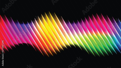 Stunning neon spectrum waves with vibrant glowing colors forming modern abstract art, perfect for creative backgrounds, overlays, and digital designs