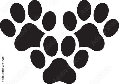Heart shape formed by dog paw prints symbolizing love and companionship for pets animal care and veterinary services vector
