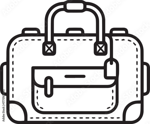 Modern outline icon of a stylish duffel bag ideal for travel and weekend getaways representing luggage and adventure concepts vector