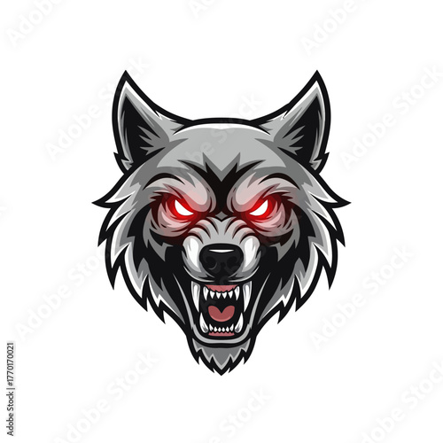 Wallpaper Mural Fierce wolf mascot with glowing red eyes and bared teeth, exuding power and aggression for sports teams and gaming Torontodigital.ca