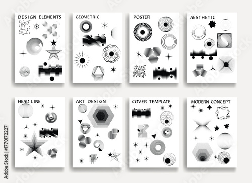 Modern  posters . Vector design composition with various geometric shapes . Abstract contemporary art . Vector art brochures