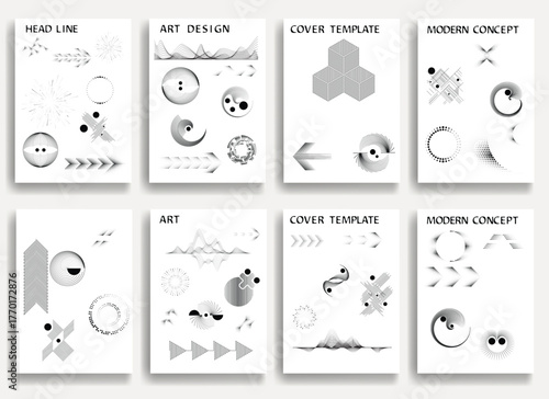 Modern  posters . Vector design composition with various geometric shapes . Abstract contemporary art . Vector art brochures