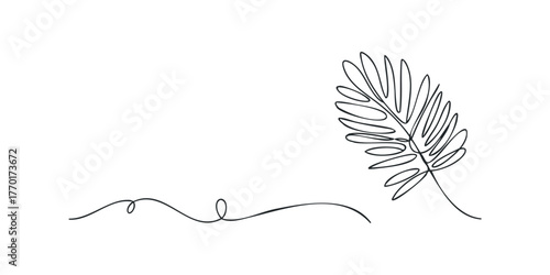 Continuous Line Drawing of a Palm Frond