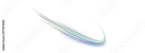 Glowing neon curve PNG glides through darkness. It leaves behind a trail of color and motion. Ideal for design inspired by technology or speed.