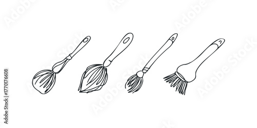 Four Hand Drawn Kitchen Brushes