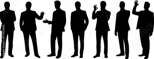 Business People Silhouettes in Professional Poses – Vector Clipart for Corporate Concepts.Art & Illustration