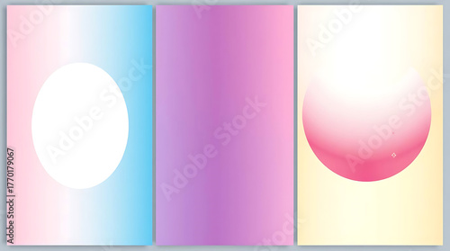 A set of three pastel gradient backgrounds featuring soft hues of pink, purple, and blue, perfect for creating a calming and visually appealing aesthetic for various design projects