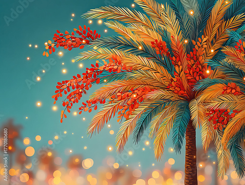 a palm tree with Christmas ...