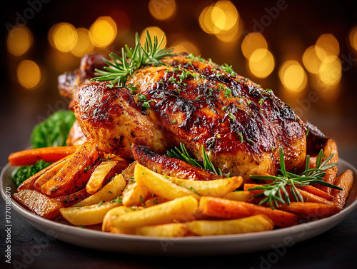 a roasted Christmas chicken