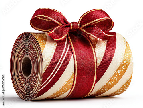 a roll of red Christmas rib...