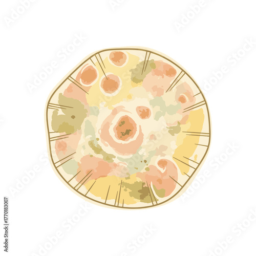 Flat vector style illustration of a flatbread. Top view of a tortilla, pita, or naan bread. Hand-drawn food graphic for menus and recipes isolated on a transparent background
