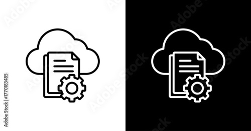 Cloud Processing White Icon Set Design