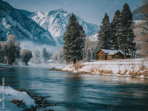 A cozy cabin in the woods w...