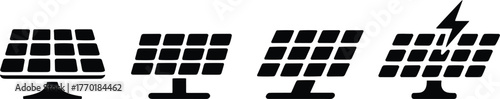 Solar panel glyph icon set black silhouette vector