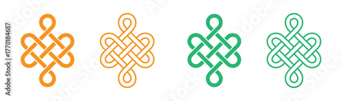 endless tibetan eternal knot symbol tattoo logo isolated on white background. vector illustration.