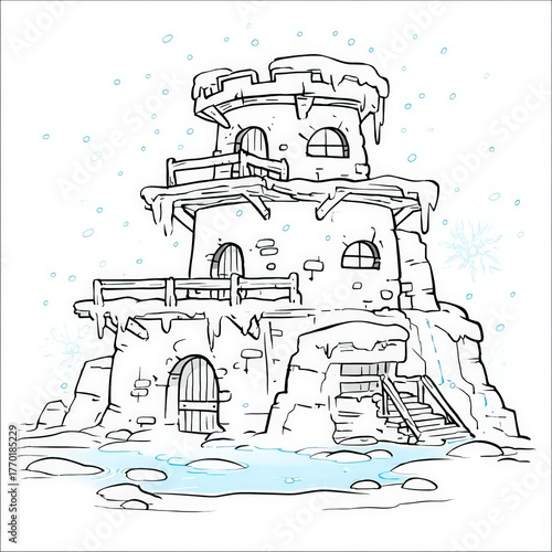 Winter Snow Fortress, color...