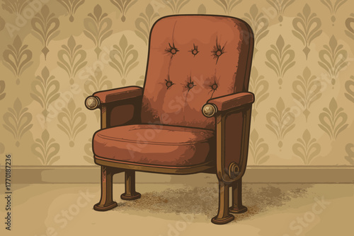 Seat patterned fittings retro illustration softly brass against vector vintage cinema
