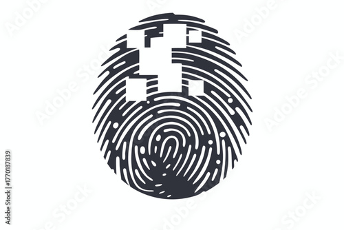 Distorted Fingerprint with White Squares on White Background Design