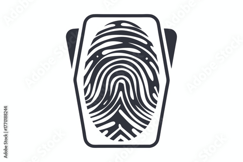 Digital Identity Fingerprint Icon with Unique Pattern and White Background